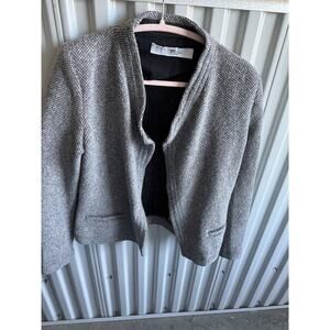 Iro Tweed Black and White Wool Blend and Lambskin Blazer M 42